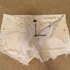 Blank NYC Women's Off-White Frayed Jean Shorts